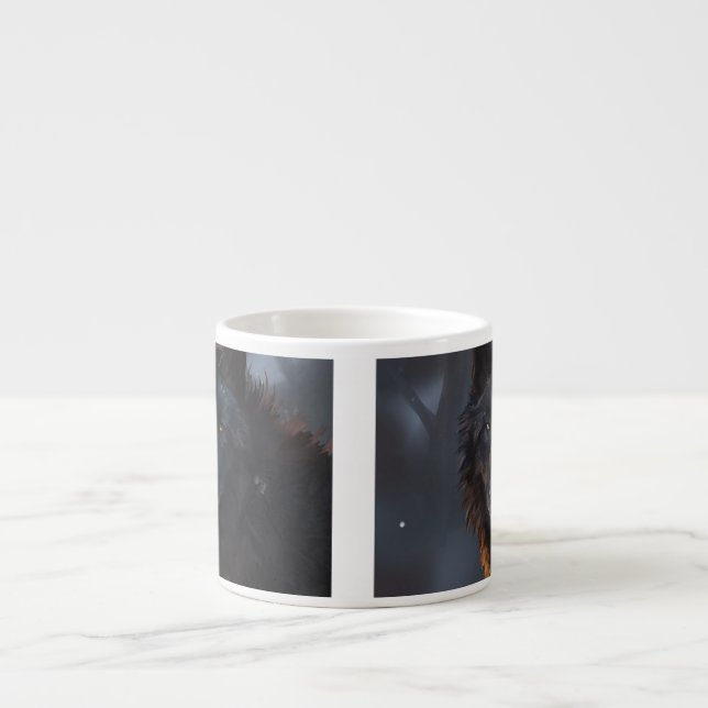 Xícara De Espresso Lobo negro (Frente)