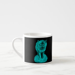 Xícara De Espresso Lobo Negro Zangado na Noite