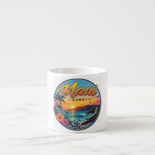 Xícara De Espresso Logotipo de Viagem Retro Maui Havaí