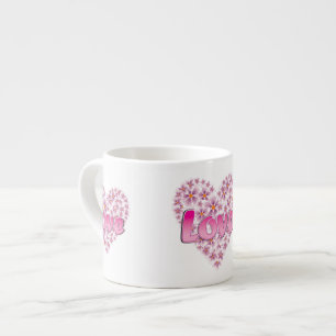 Xícara De Espresso Love Daisy Heart Pink