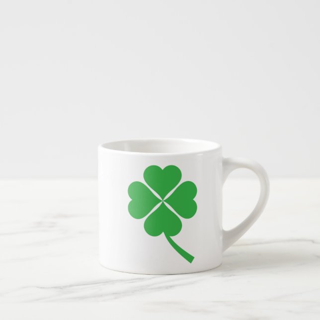 Xícara De Espresso Lucky Four Shamrock Folha Design-87906 (Direita)