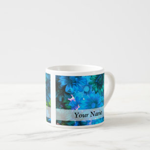 Xícara De Espresso Luz moderna - teste padrão floral azul