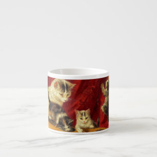Xícara De Espresso Mãe Gato e Gatinhos Brincando com Violão