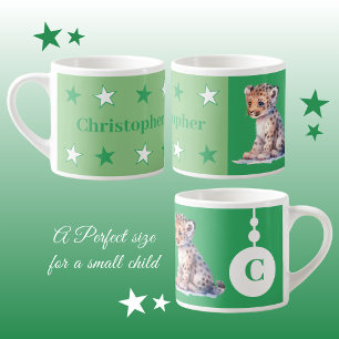 Xícara De Espresso Mágula-leopardo infantil nome personalizado verde