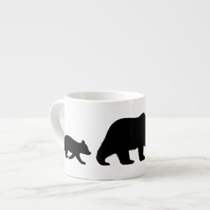Xícara De Espresso Mama Urso Pardo com Silhuetas de Filhotes Vida S