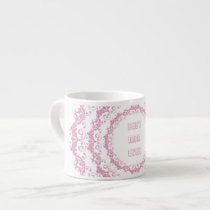 Xícara De Espresso Mandala cor-de-rosa floral. Nome