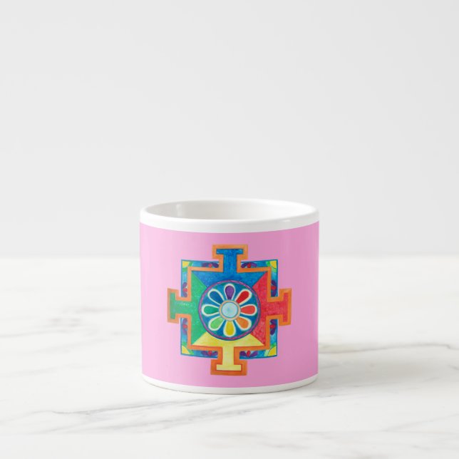 Xícara De Espresso Mandala de Criação de Aquarela (Frente)