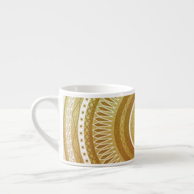 Xícara De Espresso Mandala de Ouro e Brilho (Esquerda)