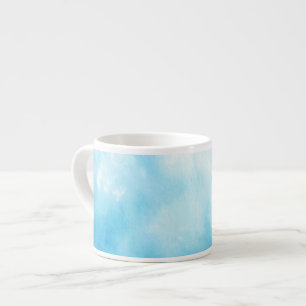 Xícara De Espresso Mão abstrata fundo tirado da aguarela: Azul