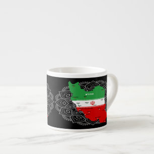 Xícara De Espresso Mapa do Irã com Bandeira e Emblema