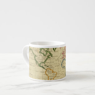 Xícara De Espresso Mapa gravado mundo
