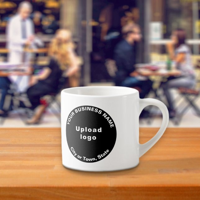 Xícara De Espresso Marca empresarial Black Round no Espresso Mug (Criador carregado)