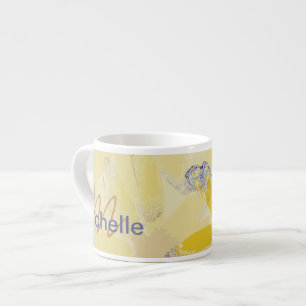 Xícara De Espresso Margarida Amarelo Retro Monograma