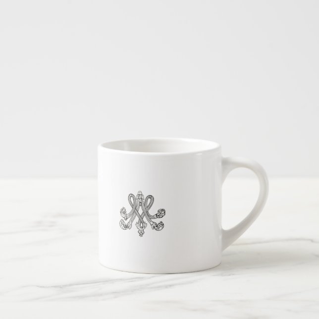 Xícara De Espresso Marie Antoinette - Royal white Monogram monograma (Direita)