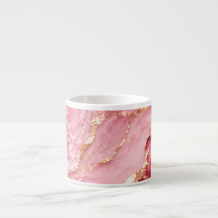 Xícara De Espresso Mármore Rosa Oceano Luxo com Veias Douradas