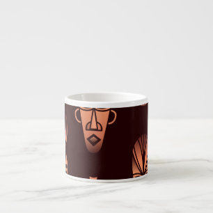 Xícara De Espresso Máscaras étnicas africanas, fundo escuro