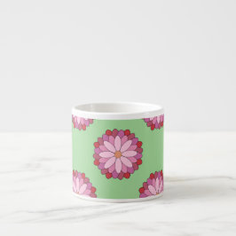 Xícara De Espresso Medalhão Verde-Asiático Pastel Rosa Floral