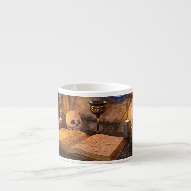Xícara De Espresso Medieval Fantasy Wizard's Study (Frente)