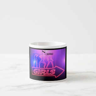 Xícara De Espresso Meninas Neon Rosa Assinam Thunder_Cove