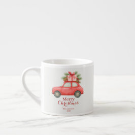 Xícara De Espresso Merry Christmas Red Car – Personalized Holiday 