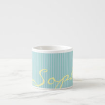 Mint Green & Blue Name Mug - Solid Thin Strips