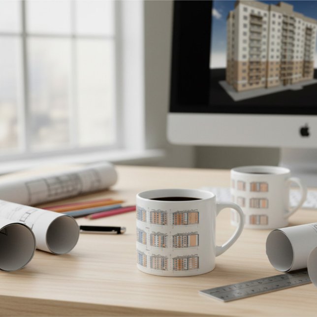 Xícara De Espresso Modern Architectural Facade Design Mug (Criador carregado)