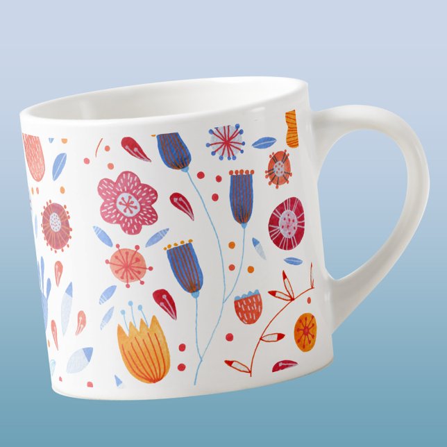 Xícara De Espresso Modern Floral Watercolor (Pretty and modern watercolor floral wildflower pattern espresso mug)