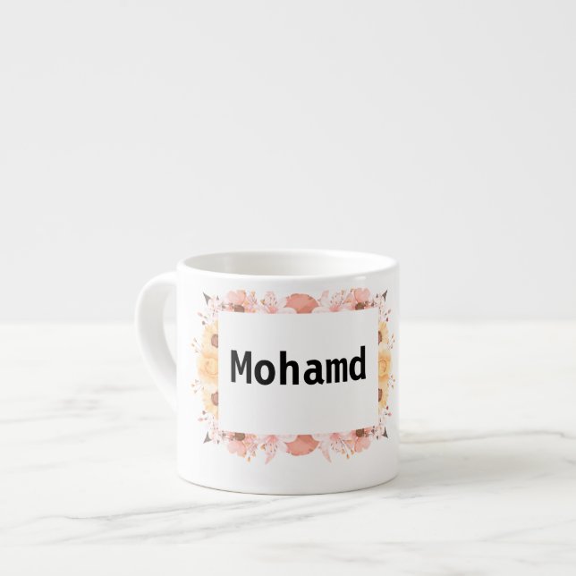 Xícara De Espresso Mohamd.impressão seu nome no copo (Frente Esquerda)