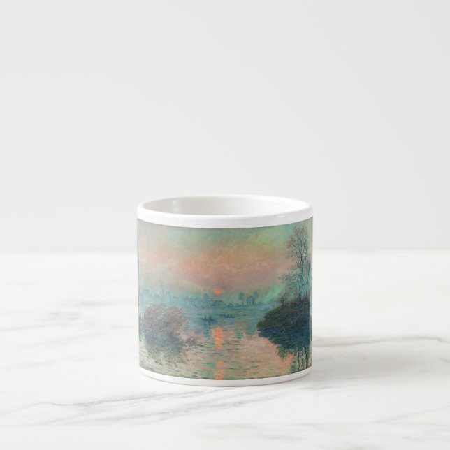 Xícara De Espresso Monet Pôr do Sol no Sena Impressionismo de Arte Fi (Frente)