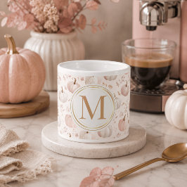 Xícara De Espresso Monograma de Abóbora Pastel – Inicial Personalizad