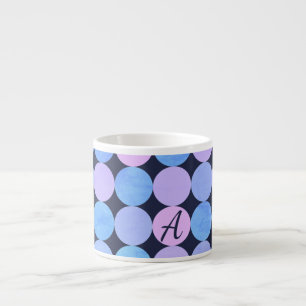 Xícara De Espresso Monograma de Círculos Rosa e Púrpura Azul