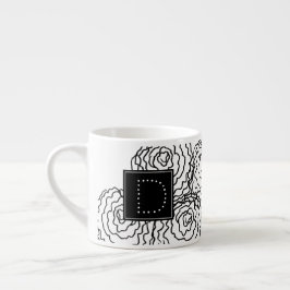 Xícara De Espresso Monograma de Desenho à Mão Floral de Cravo