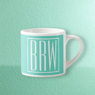 Xícara De Espresso Monograma de iniciais Modernas 3 em negrito Bran