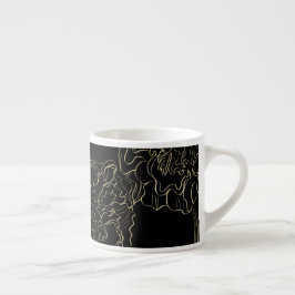 Xícara De Espresso Monograma Desenhado à Mão Floral de Cravo Minimali
