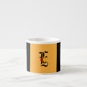 Xícara De Espresso Monograma E Floral Preto