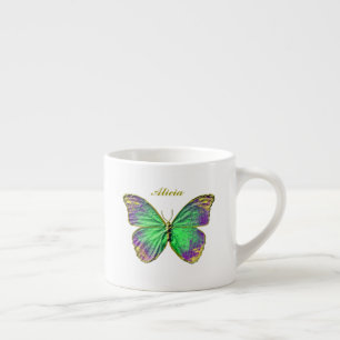 Xícara De Espresso Monograma Emerald Purple Butterfly Espresso Mug