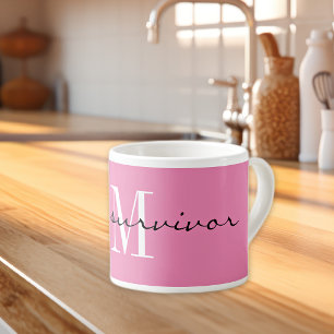 Xícara De Espresso Monograma, eu sou uma sobrevivente, 6oz Rosa Espéc