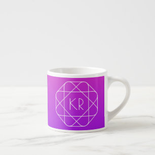 Xícara De Espresso Monograma Geométrico Legal Magenta Violeta Roxo