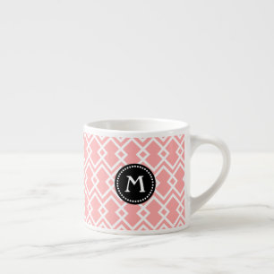 Xícara De Espresso Monograma Moderno, preto Espresso, cor-de-rosa, co
