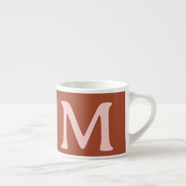 Xícara De Espresso Monograma Personalizado Laranja Queimado