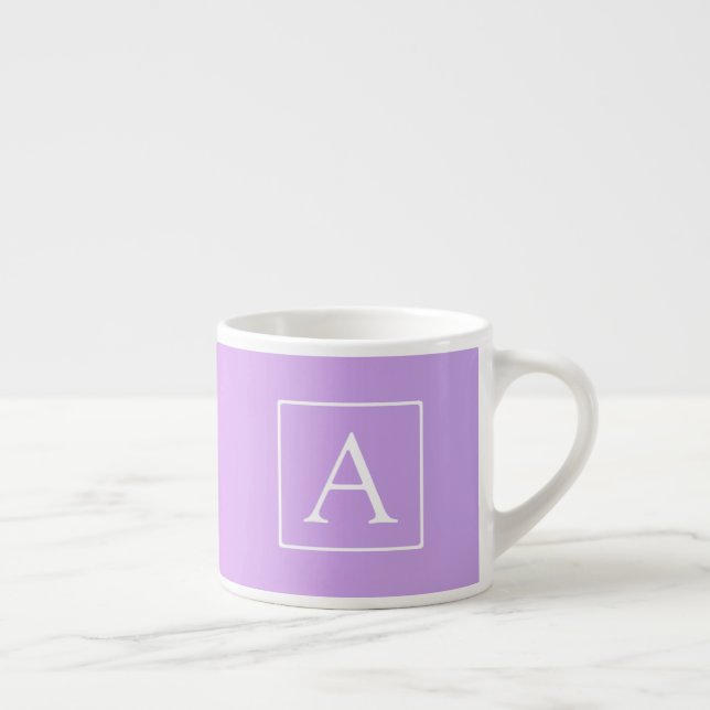 Xícara De Espresso Monograma Simples | Ombre Rosa/Roxo Sutil (Direita)