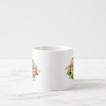 Monograma Vintage Asters Hot Pink Espresso Mug