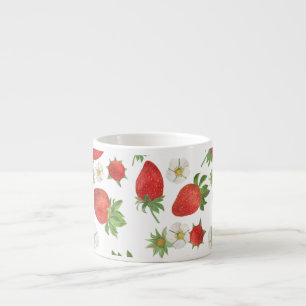 Xícara De Espresso Morangos Flores: Aquarelas - Arte Sem Costura