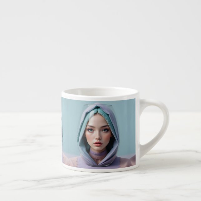 Xícara De Espresso Mulher de Arte de Areia Facultada (Direita)