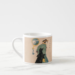 Xícara De Espresso Mulher de Quimono Japonês Antigo Ukiyo-e Xilogravu