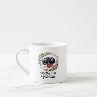 Xícara De Espresso My Dog Is My Valentine Floral Puppy Lover Design