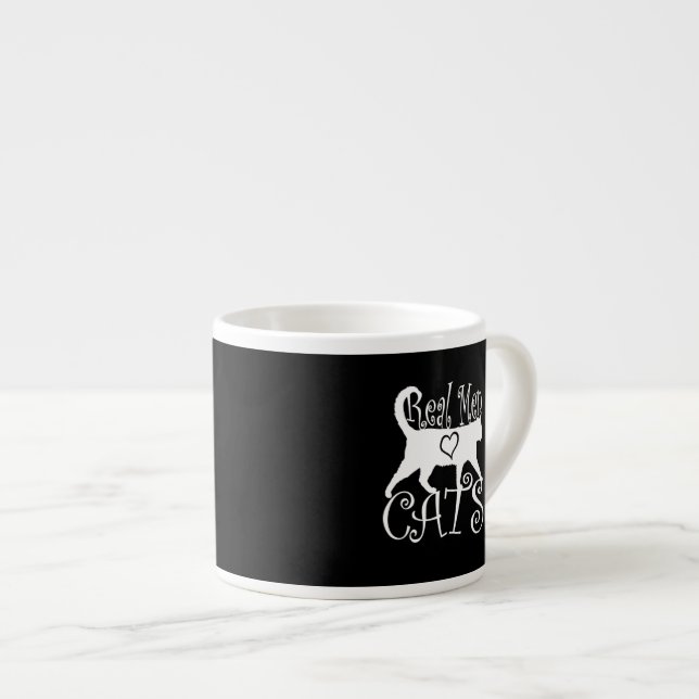 Xícara De Espresso Na moda Real Men Love Cats (Frente Esquerda)
