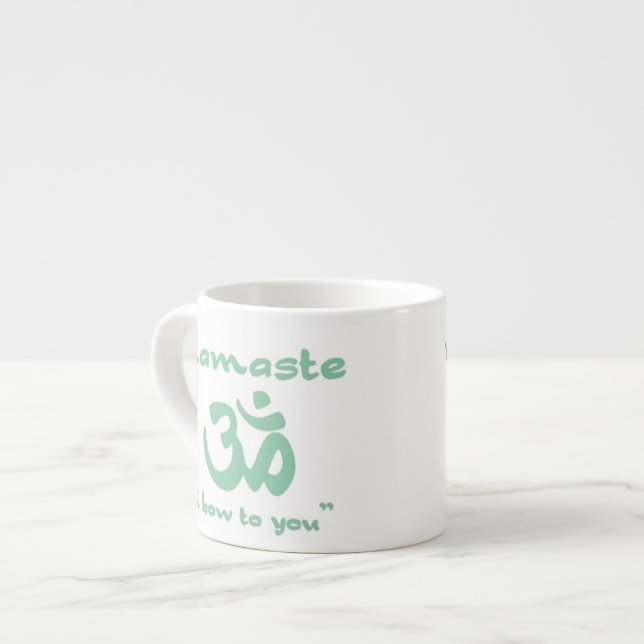 Xícara De Espresso Namaste - Eu arco a você (em verde) (Frente Esquerda)