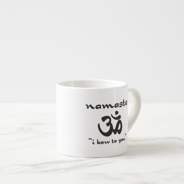 Xícara De Espresso Namaste - eu curvo-me lhe (no preto) (Frente Esquerda)