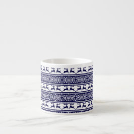 Xícara De Espresso Natal, Escandinavo Folk Azul e Branco